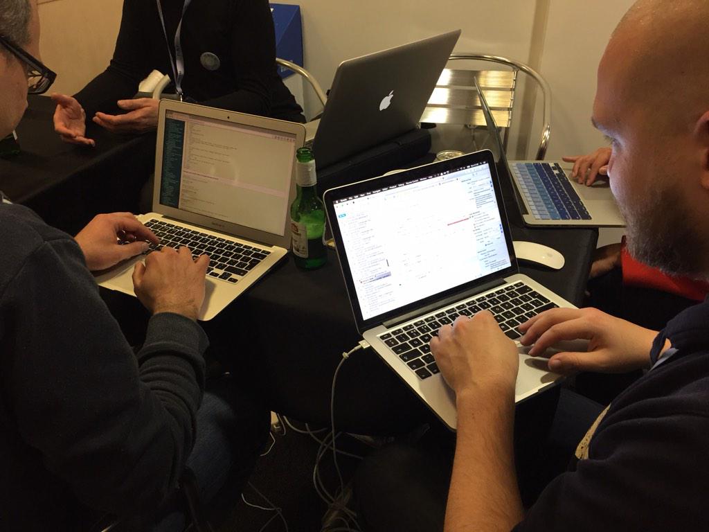 pgroth's tweet image. Pizza and hacking at #Force2015