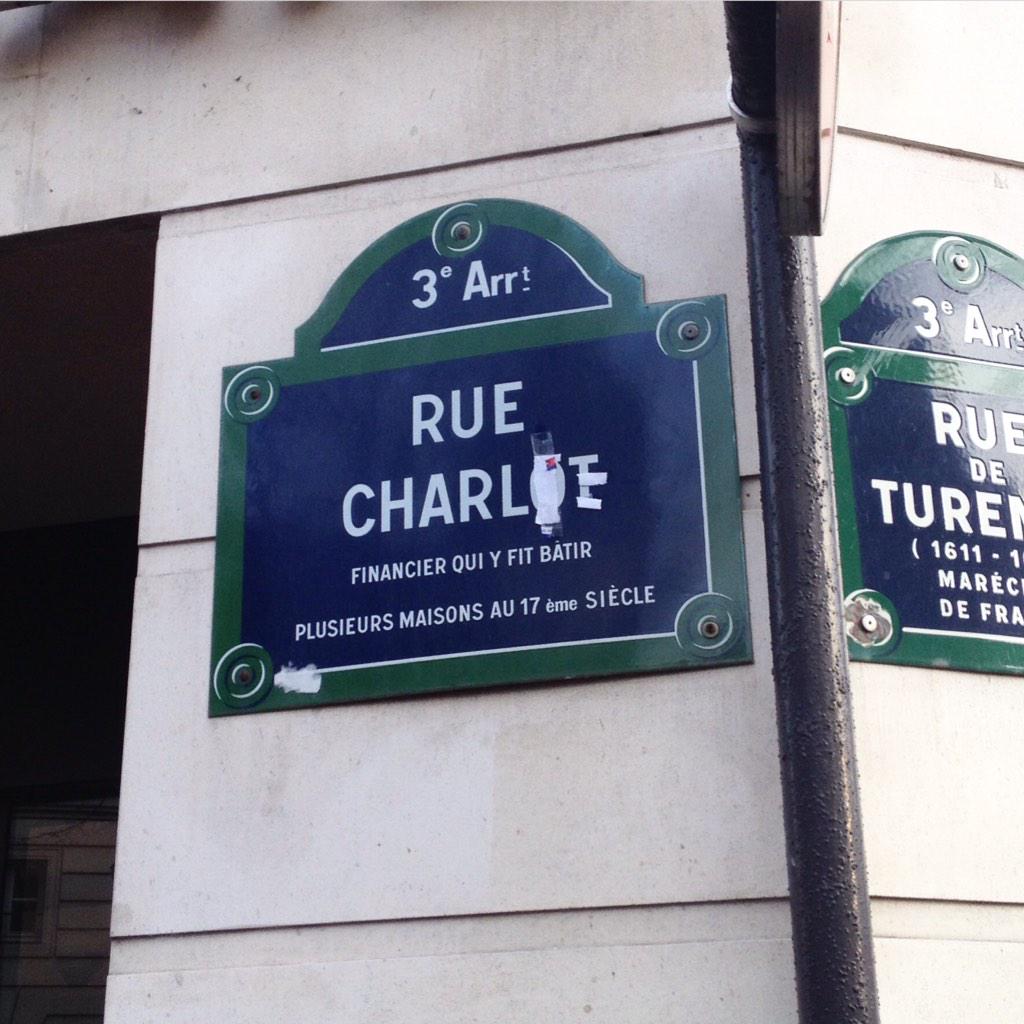 Quand la rue Charlot devient la rue Charlie #MarcheRepublicaine #JeSuisCharlie