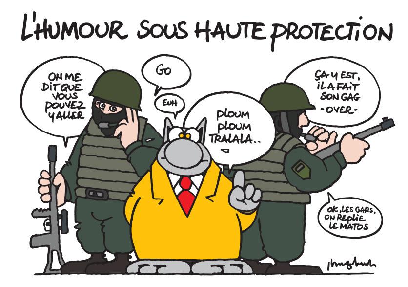 Vicky_Palmeri's tweet photo. Superbe! Merci @ChatGeluck RT “L'humour sous haute protection. #SoireeJeSuisCharlie #JeSuisCharlie http://t.co/JoHEwwhHLg”"