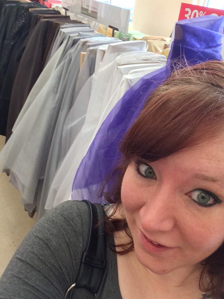 CosplayLost's tweet photo. A friend commissioned me to make an Elsa dress for her daughter, so I get to play in the fabric store!! http://t.co/ERvFV4o9xD