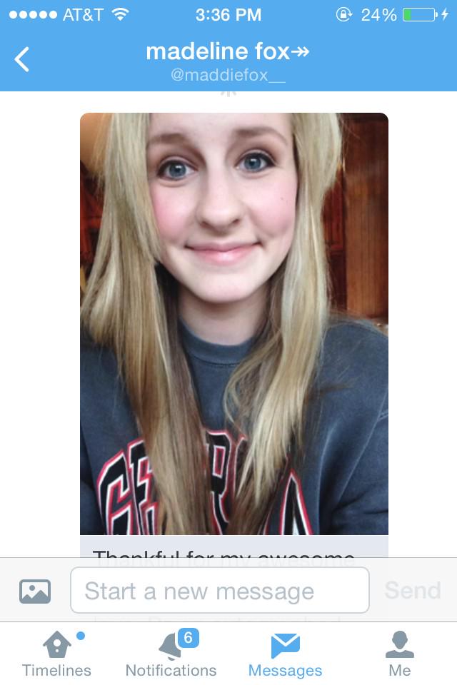 madelinefoxfans's tweet photo. MFOX UPDATE: Maddie's dm to a fan today 1/11/15 ❤️ face goals http://t.co/qwfUtZtV0i