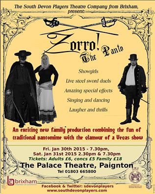 sdevonplayers's tweet image. @HelpDevon Plz #RT #Zorro great #new #family #pantomime @ the #Palace #Theatre in #Paignton #Torbay #panto #drama