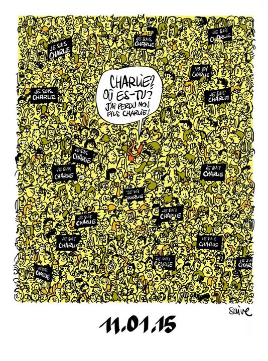 Nicolas_Anspach's tweet image. Un chouette dessin d'Olivier #Saive sur la manifestation #JesuisCharlie.