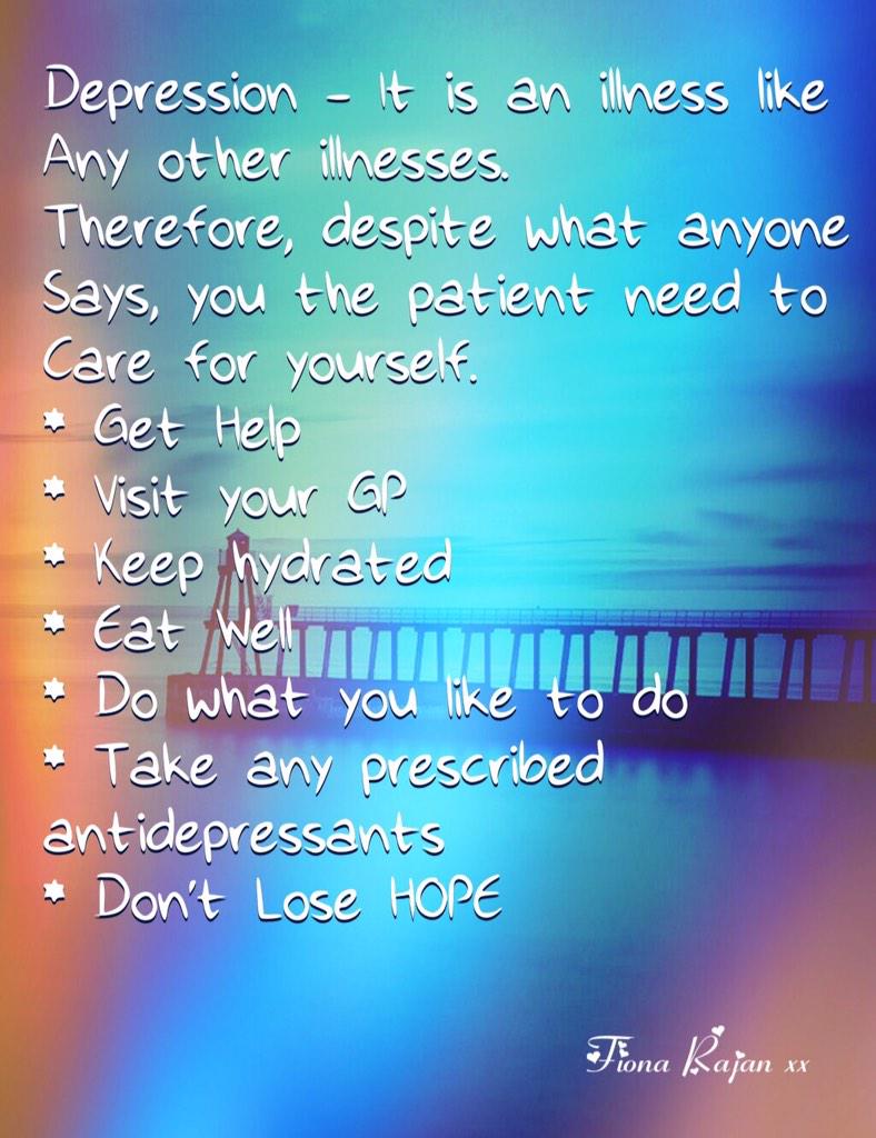DontGIVEIn89's tweet photo. Treat #depression like any other #illness it is no different - get #medical_help #anxiety #bipolar #MentalHealth http://t.co/0glp30APlL