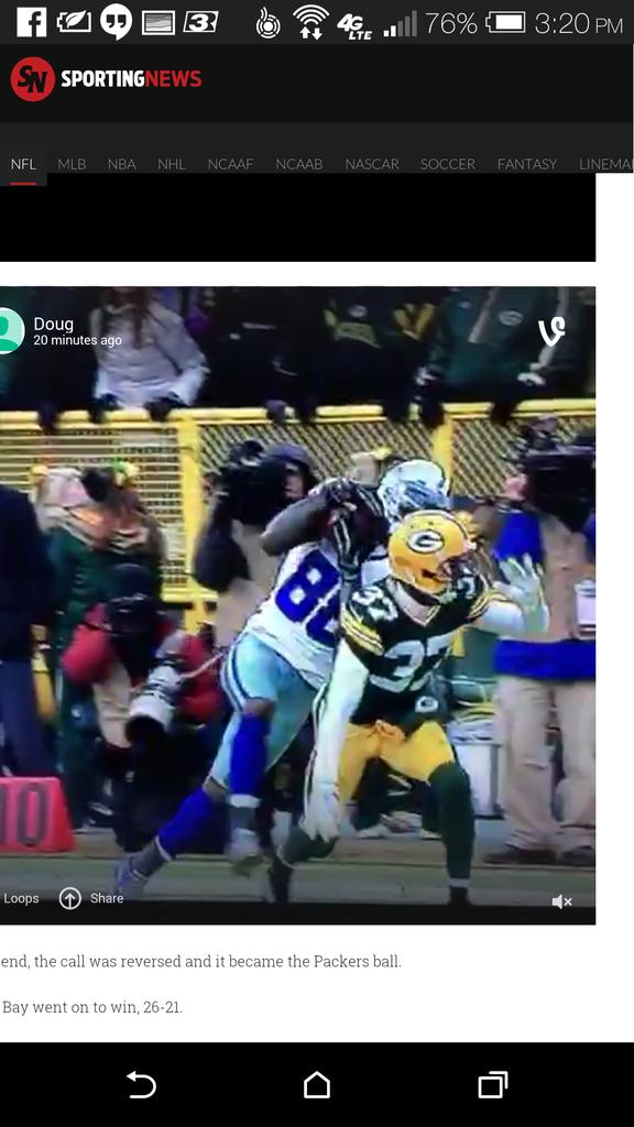 TgBeightol's tweet photo. How is this not possession?!?! @dallascowboys #DALvsGB #NFLPlayoffs http://t.co/0D8WoQsc5e