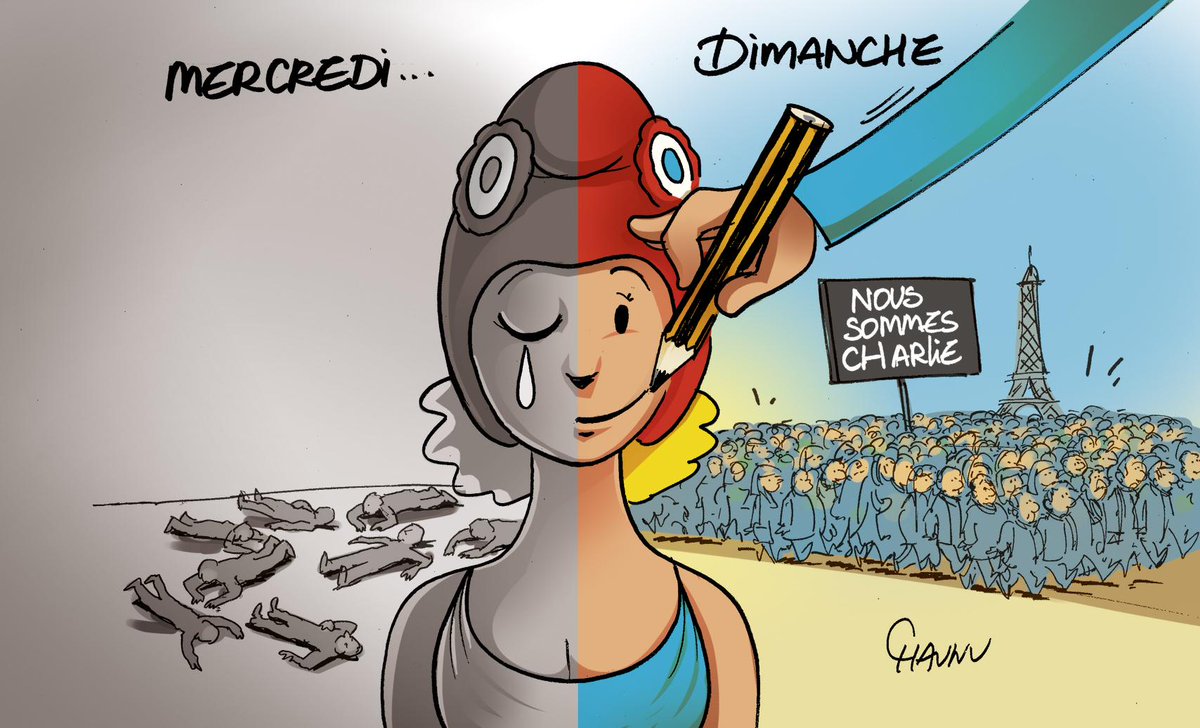 OuestFrance's tweet photo. Cette journée historique vue par Emmanuel Chaunu pour notre journal de lundi :-) #JeSuisCharlie http://t.co/aKh0D9gWoH