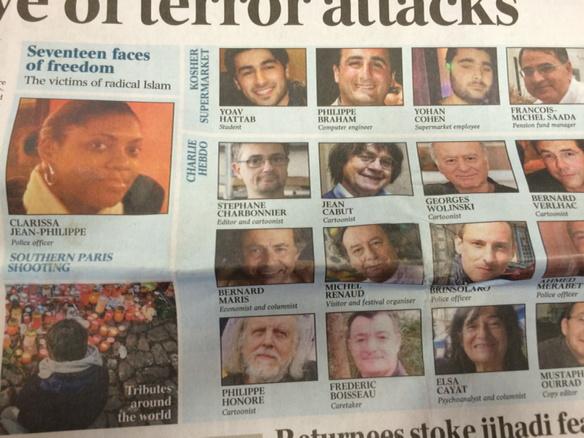 Mattsiegel1's tweet image. Something tells me that Charb and Cabu would have felt odd at being two of @Australian's '17 Faces of Freedom' #retch