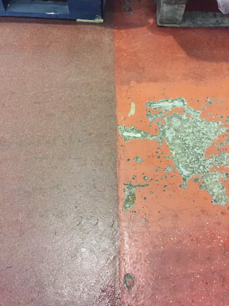 ct_flooring's tweet photo. #Acrylicon #flooring on the left (12 years old) cheaper alternative on the right (5 years old) #resin #easychoice http://t.co/89N5P5JsLX