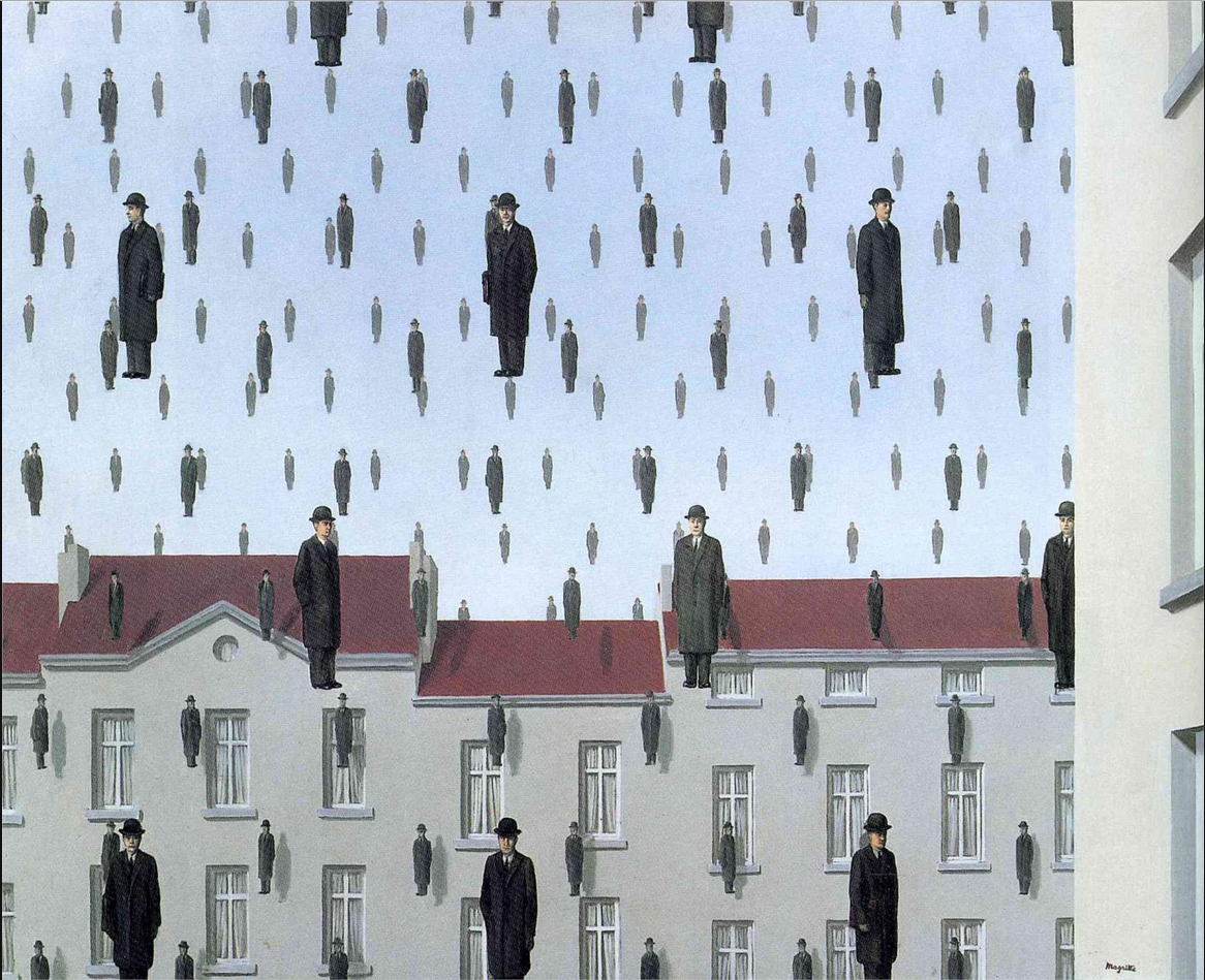 arteaIdia's tweet photo. "Golconda" (1953), René Magritte (Brussels, Belgium) - Surrealismo http://t.co/HJEnbacBuK
