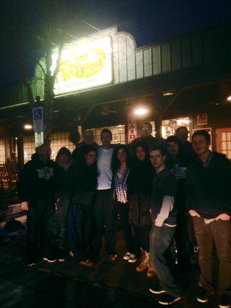 revkevjr's tweet photo. So appreciate team who goes early 2 setup & stays late 2 clean up making WinterFest possible! @CrackerBarrel #YWF15 http://t.co/YvLdkYArDK