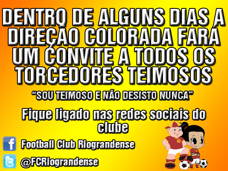 FCRiograndense's tweet photo. Atenção torcedores teimosos! Fiquem atentos nas redes sociais do clube!

#105anosdeteimosia http://t.co/rUcxushHG0