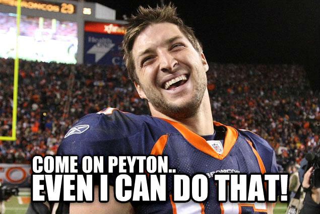 Monkey_BARRs's tweet image. “@FauxJohnMadden: 152 yards in a passing game?  Come on Peyton http://t.co/hQnCoXSLJV” #bringbacktebow