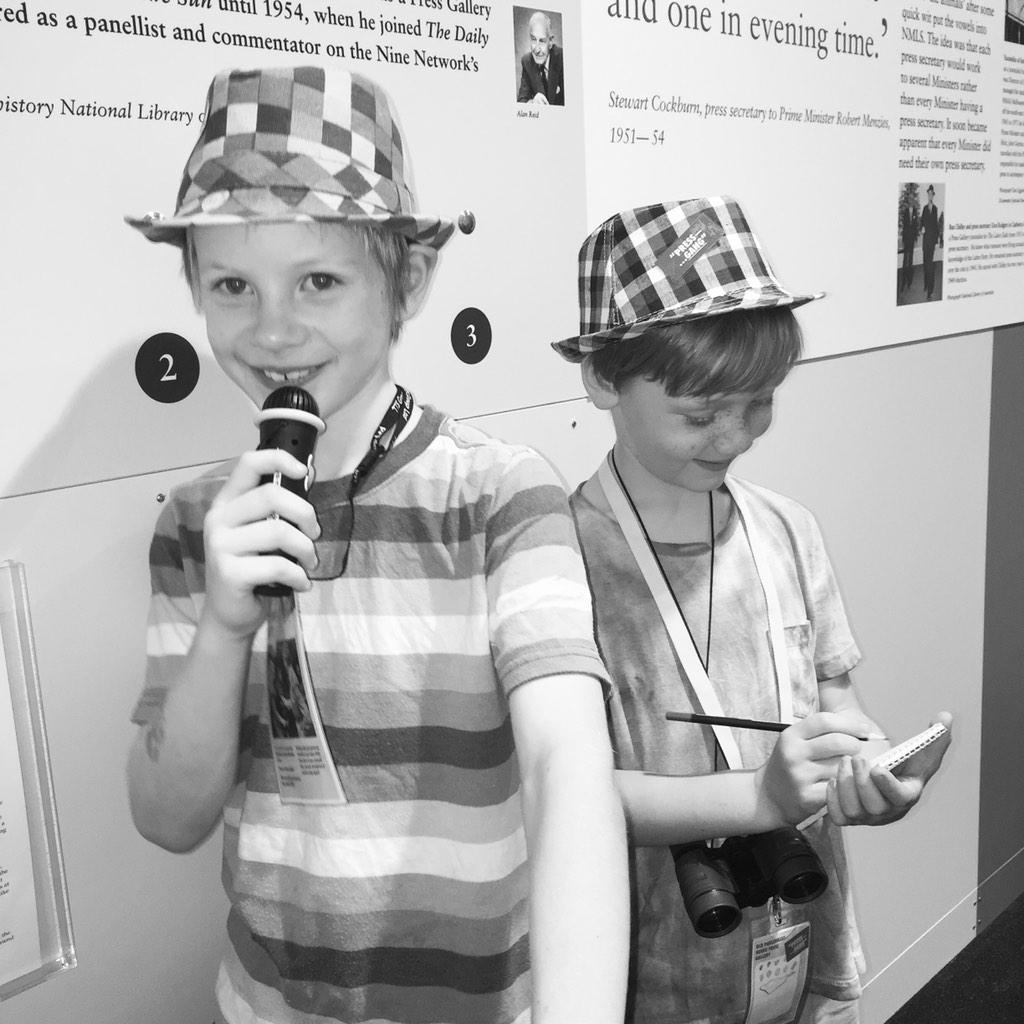 GeoffMether's tweet image. kids enjoying the Press Gallery at @MoAD_Canberra