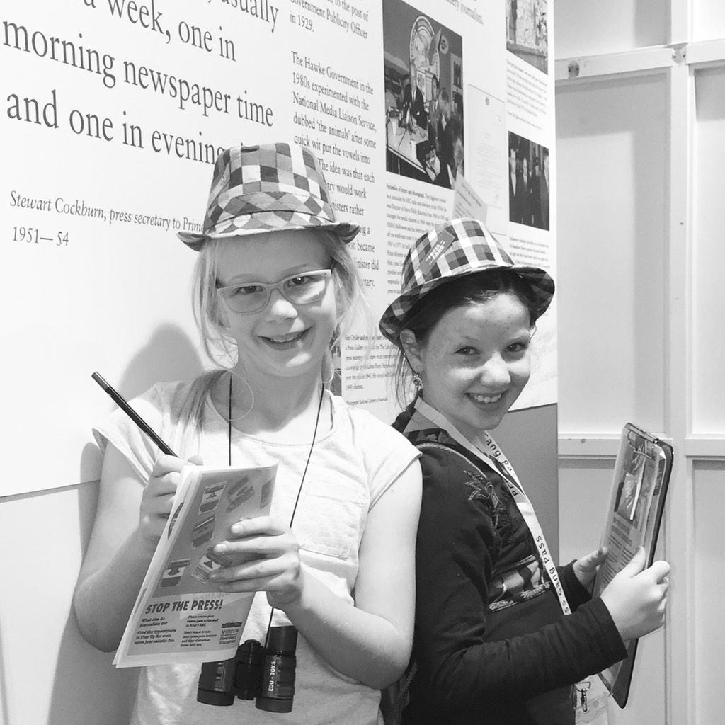 GeoffMether's tweet image. kids enjoying the Press Gallery at @MoAD_Canberra