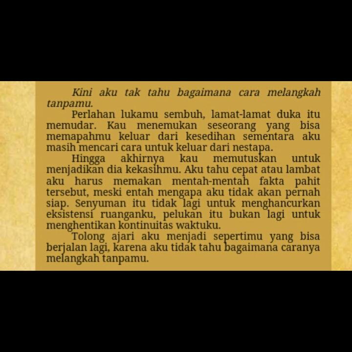 Abrizha's tweet photo. "@FiersaBesari: Sambil dengar lagu "Melangkah Tanpamu", @feniamirach: kenapa ini tulisannya nampar banger? http://t.co/aTDqYsvufe""