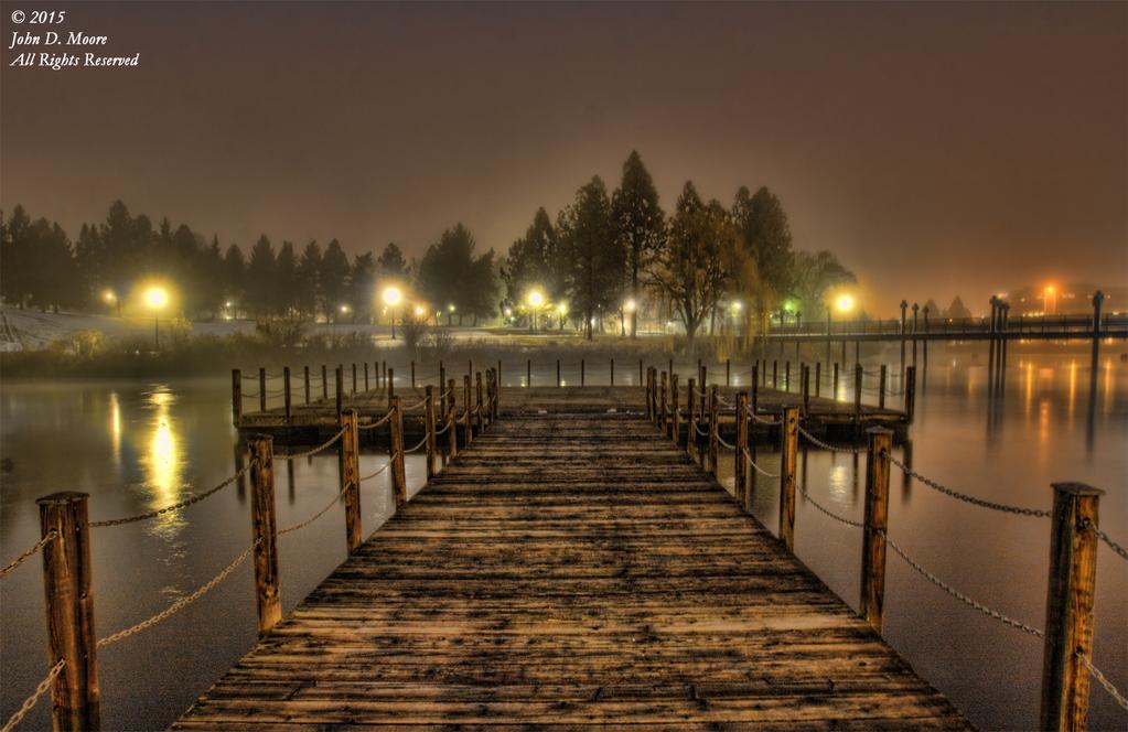 Floating stage in Riverfront  Park  at night  Photo from 