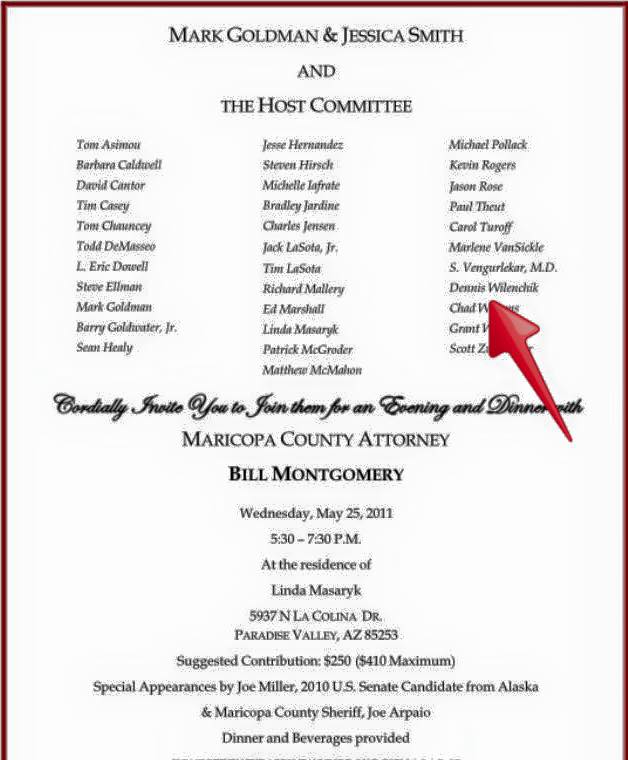 RIP23Gilbert's tweet photo. @FOX10Phoenix Interesting connection between Bill Montgomery &amp; The Flakes attorney, Dennis Wilenchik !!! #Gilbert23 http://t.co/jEkwWh7r7e