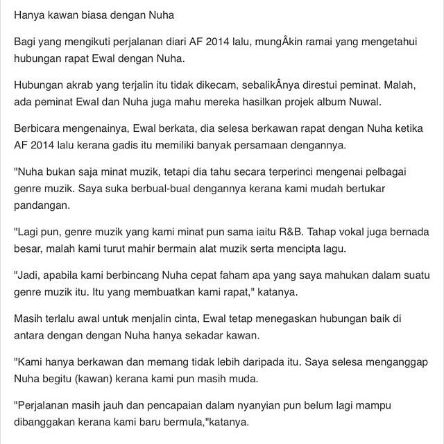 ohnuwal's tweet photo. Interview Ewal mengenai Nuha dlm Harian Metro hari ni. "Nuwal" masuk paper laaaaa.... tak sia2 usaha kita :) #nuwal http://t.co/HSjPH0TWsV