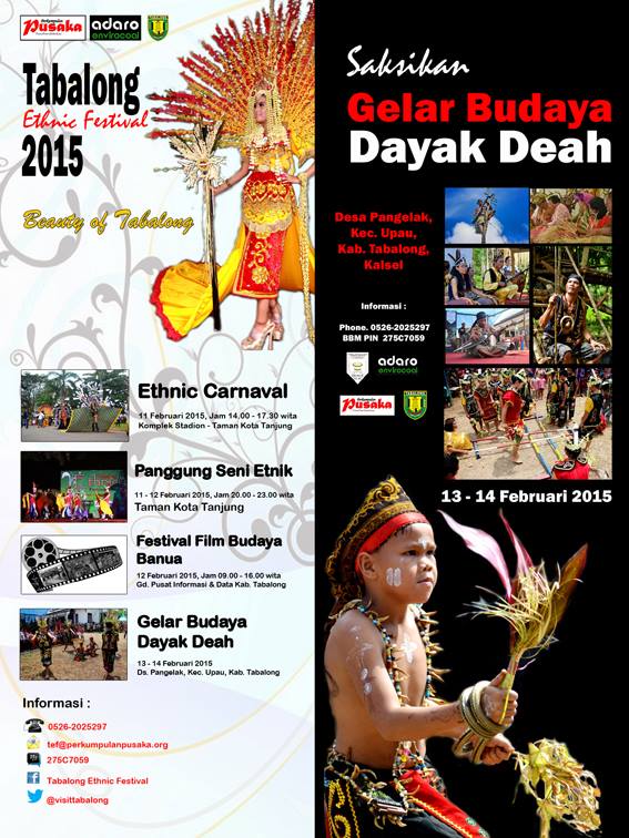 visittabalong's tweet photo. Tabalong Ethnic Festival 11-14 Feb 2015
Gelar Budaya Dayak Deah 13-14 Feb 2015 #BeautyOfTabalong #TEF @inagakalsel http://t.co/jt4f9eX5dZ