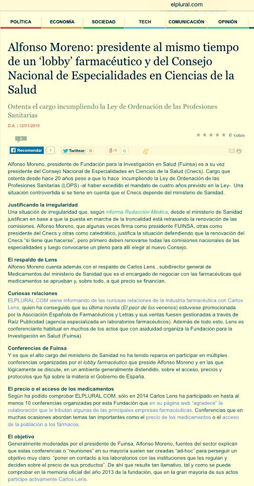 Aquí el que no corre acaba trabajando para el lobby farmacéutico. Otro caso de pasarelas personalizadas sin moverse.