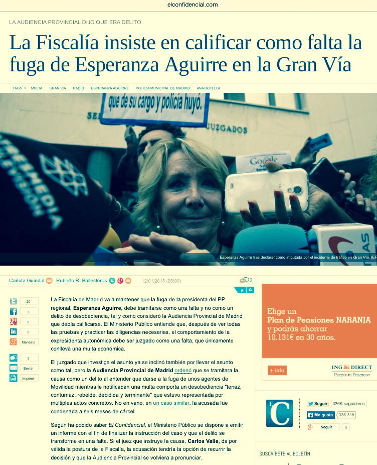 Aguirre, al mismo nivel que una Infanta : La Fiscalía se empeña en sacarla del carril bus por la puerta de atrás.Olé.