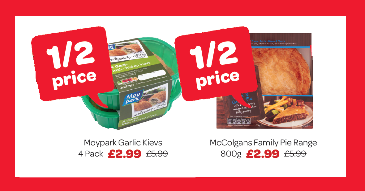 SPARNI's tweet photo. Looking for a quick &amp; easy #dinner solution? @MoyParkChicken Kievs &amp; #McColgans pies are now on #offer at #SPAR! http://t.co/Z5z7wmiPXm