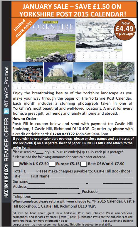 Yorkshire Post 2015 Calendar with images from all around #Yorkshire NOW £4.49 +P&amp;P call 01748 821122