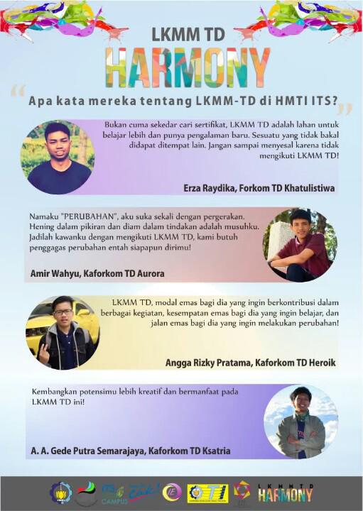HMTI_ITS's tweet photo. Apa kata mereka mengenai LKMM TD di HMTI ITS? Mari kita simak @ieits2014 @ITS_Surabaya #LKMMTDHarmony #RiseofUnifier http://t.co/j45ONUiD9V