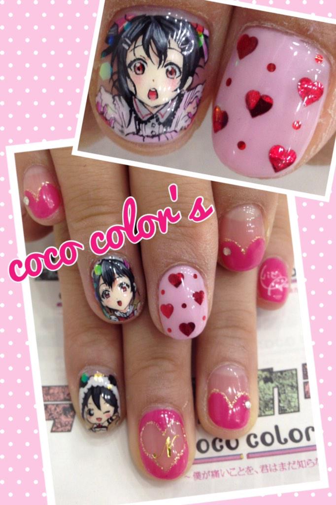 お客様オーダー、ラブライブ矢澤にこちゃん痛ネイル。前々回のマキ