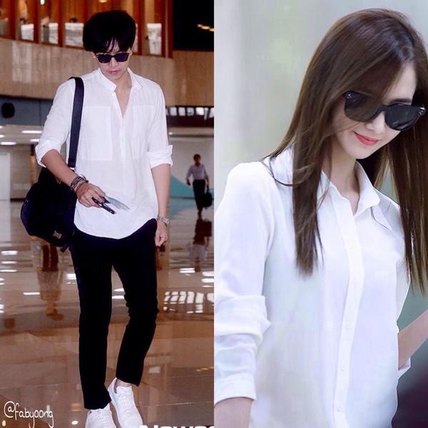 Chemistry_Kita's tweet photo. "@feby_ss18: Seung Gi oppa and her girl friend wear shirt couple <3 #LSG29thDay #yoona #SNSD http://t.co/wtX9rtuqt1"