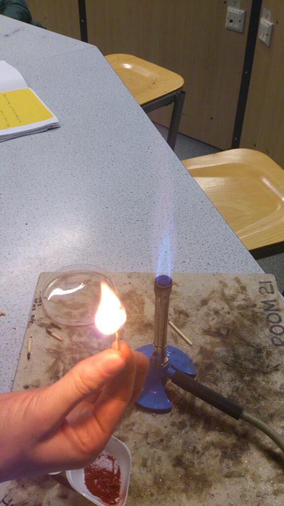 sandbachscience's tweet image. Year 10 scientists extracting iron from iron oxide using matchsticks #metalextraction #ores