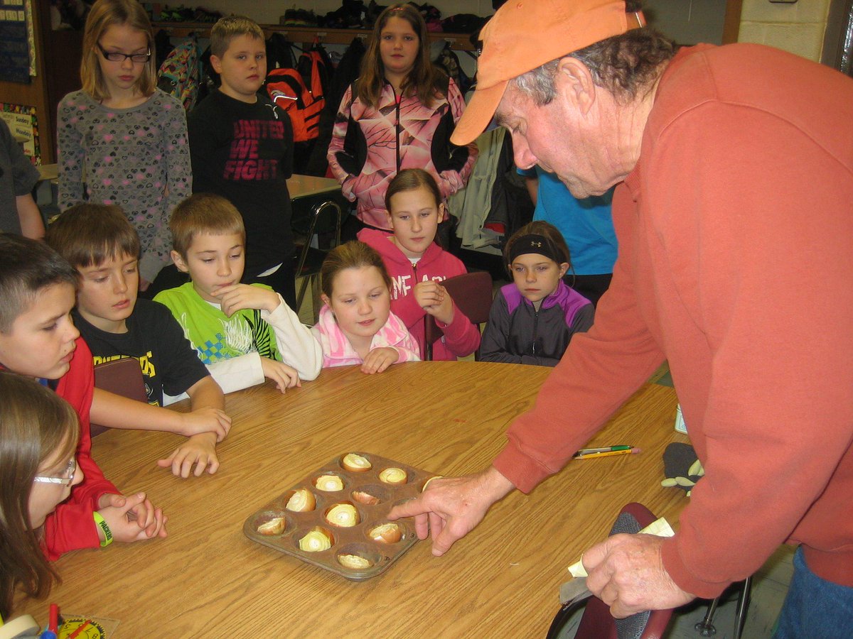 Morey Van Hoecke taught us how to predict weather. Onions and salt can predict the weather for the year. We will see.