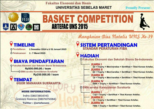More information for Basket Competition of ARTEFAC UNS 2015