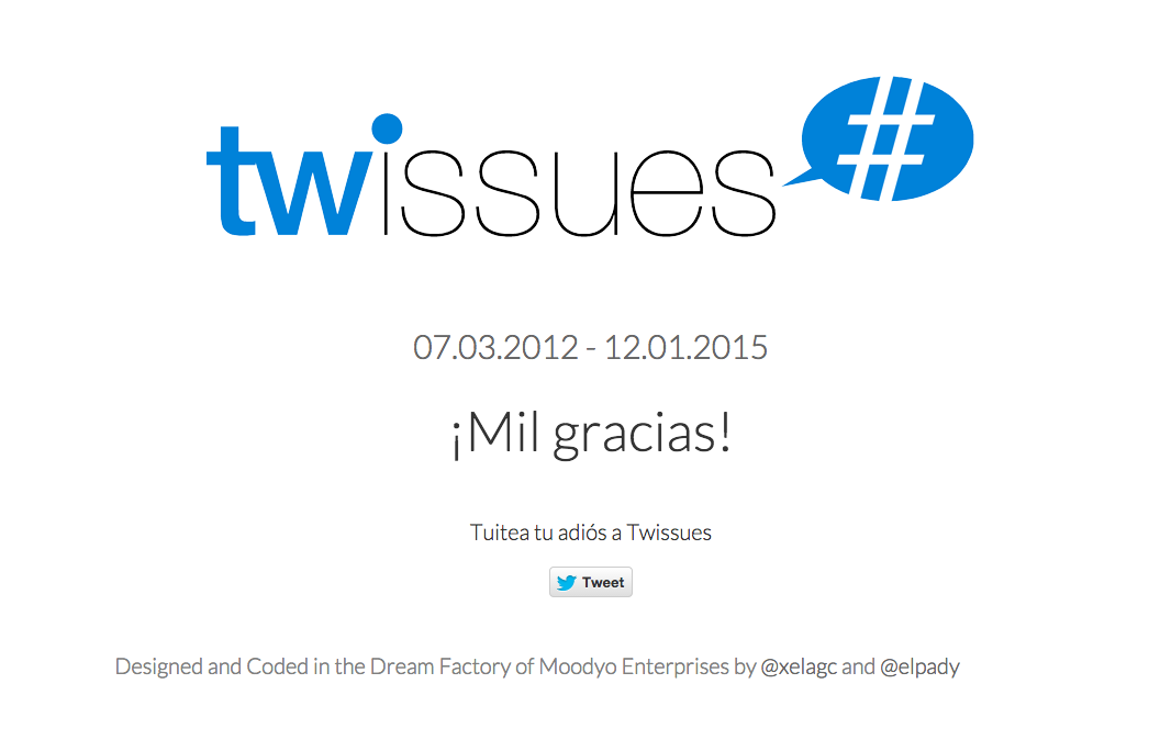 elpady's tweet photo. Ahora sí amigos. Twissues se despide de vosotros. Ha sido un placer :-) #GoodbyeTwissues http://t.co/XhNU3ynsYh