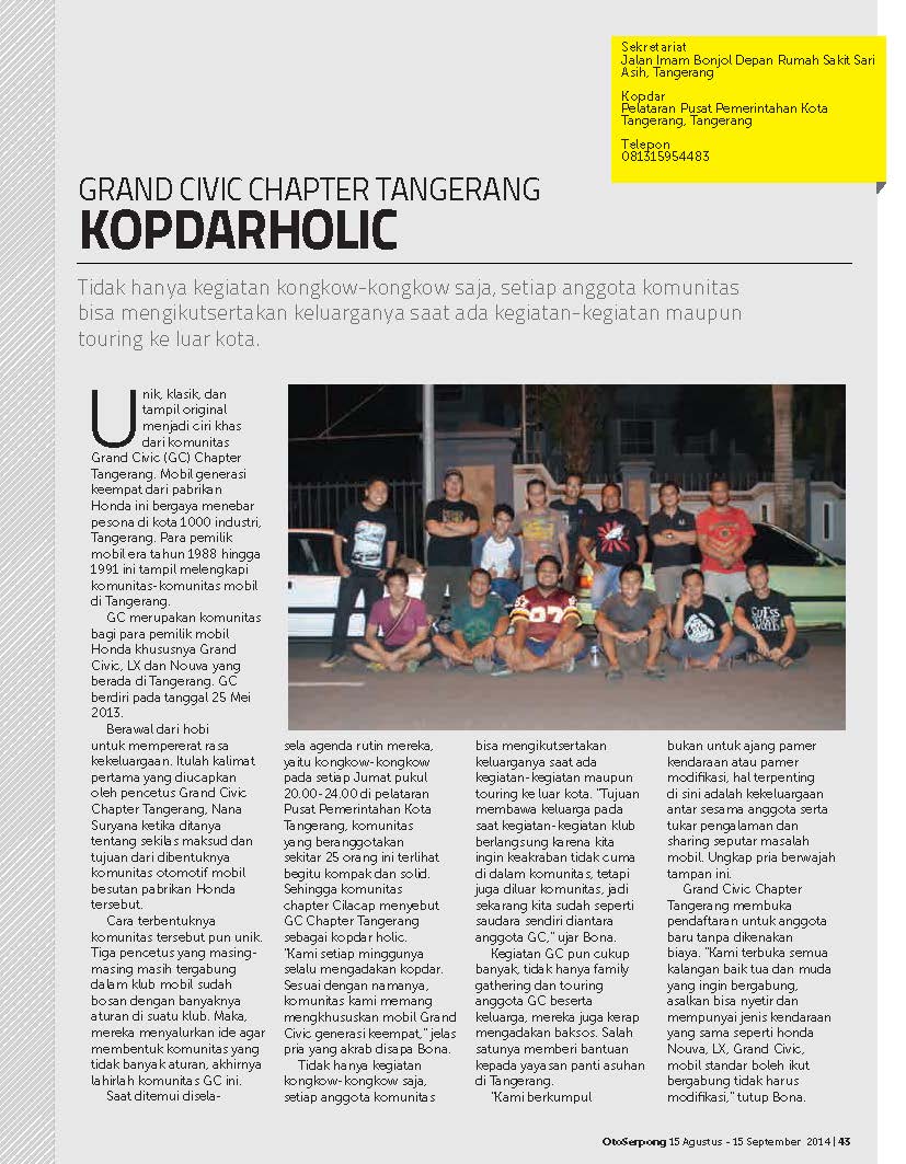 Unik, klasik, dan tampil original menjadi ciri khas dari komunitas Grand Civic (GC) Chapter Tangerang.