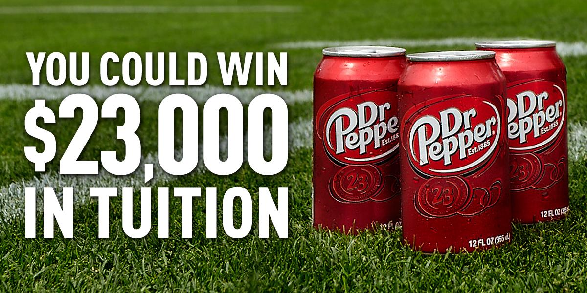 drpepper's tweet photo. We’re awarding $23,000 in tuition! Tell us your One of a Kind Goal + #DrPepperGiveaway for a chance to win! http://t.co/eErf471DS7