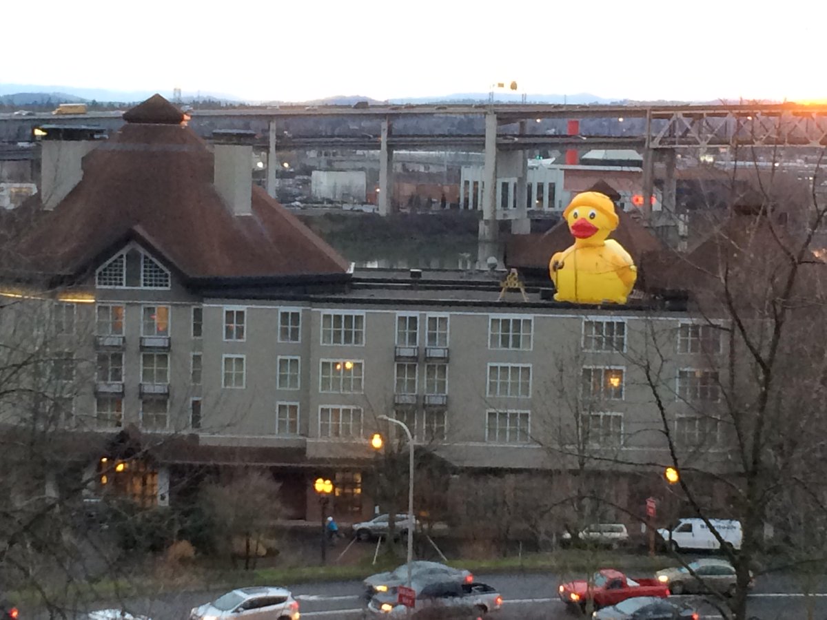There is indeed a large duck in downtown Portland. @ORweather has the story: bit.ly/1BUdPTS #GoDucks #PDX