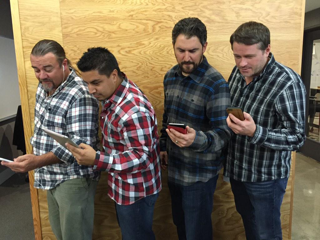 torchystacos's tweet photo. They swear they didn't plan it, but we know better. #ITDept #PlaidCrew #TorchysHQ http://t.co/UPRfs2LHEf