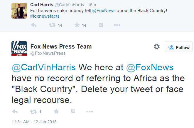 Bipartisanism's tweet image. #FoxNews is threatening us with "legal recourse" if we don't delete funny tweets. Yes! #FoxNewsFacts