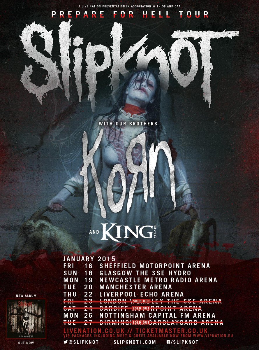 LiveNationUK's tweet photo. RT &amp; Follow to win @slipknot's latest album '.5: The Grey Chapter' ahead of their UK tour! Ends: 15/01 http://t.co/aCnxrx6q7U