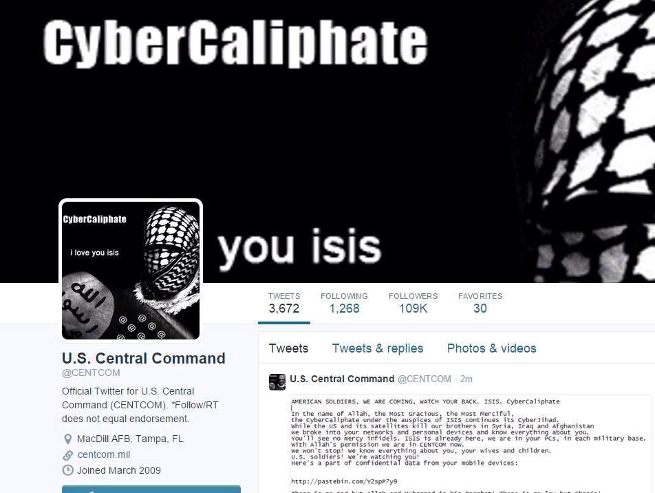 ISIS cyber caliphate hacks Centcom Twitter and Youtube