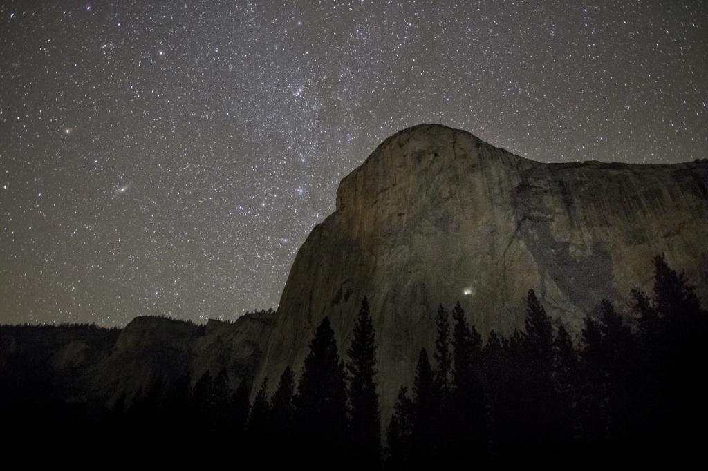 @HallieJackson: Incredible shot from NBC's Scott Kilian: that tiny dot of light on side of #DawnWall is where the climbers slept.