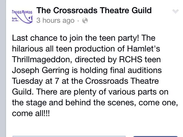 WriterGirlNic's tweet photo. #OsceolaCountyMI teens sought for all-teen production: http://t.co/mcZ8ZoBJ8X