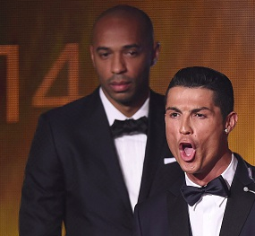 Gunnersc0m's tweet photo. Thierry Henry’s reaction to Cristiano Ronaldo’s celebration... http://t.co/7Mlf48OhZg