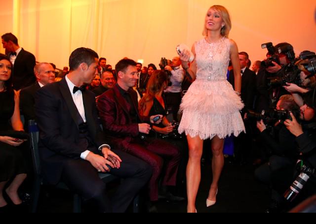 spin1038's tweet photo. Messi and Ronaldo checking out @StephanieRoche9 this evening #Cheeky http://t.co/R9GUwneY4B