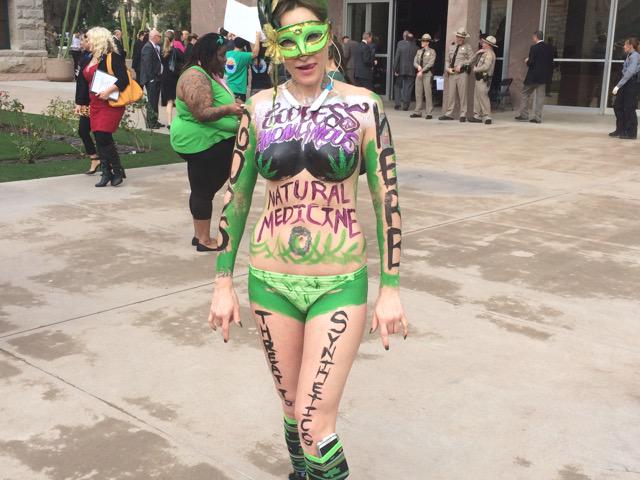 brahmresnik's tweet image. New way to lobby for legalized pot: body painting. #AZfuture