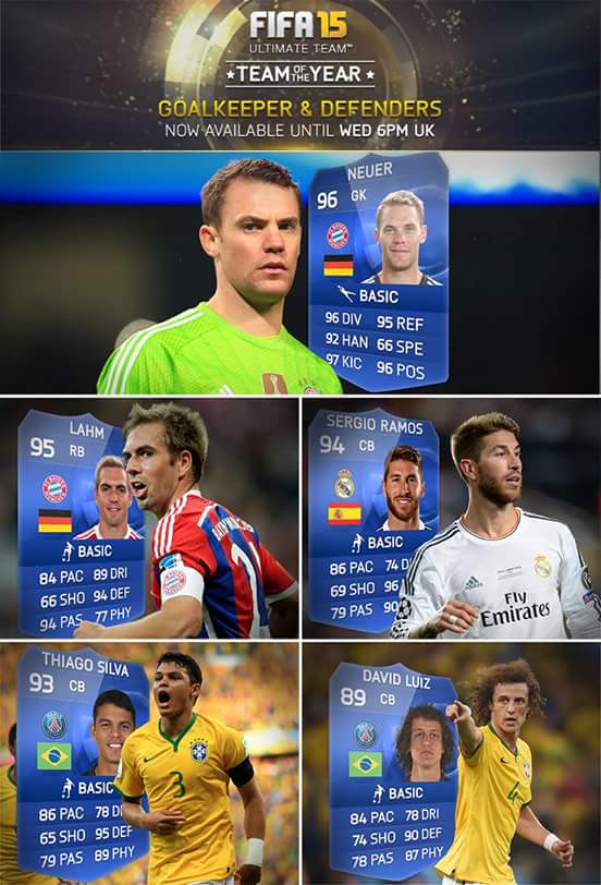 easportsfcit's tweet photo. #TOTY #FUT15 difesa e portiere out fino a mercoledì ore 19:00! http://t.co/yLhiAEeP6n