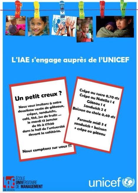 Se faire plaisir au profit d'une bonne cause ? C'est possible demain avec l'#IAE de #Rouen. Venez nombreux ! #UNICEF