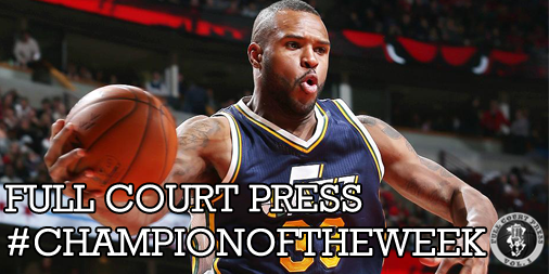 FCPVolume1's tweet photo. #FCPVol1 #ChampionOfTheWeek is Trevor Booker of the Utah Jazz, #ICYMI his crazy circus shot: http://t.co/J7cJ5pEjDf http://t.co/ltODJQdhDB