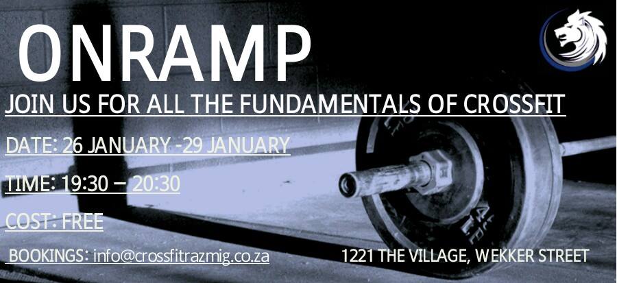 <a href="/CrossFitRazmig/">CrossFit Razmig</a> &amp; <a href="/PTAeastCrossFit/">PTA East CrossFit</a>  1st OnRamp for 2015. Join for FREE 26-29 Jan 2015. Book TODAY, no more excuses...